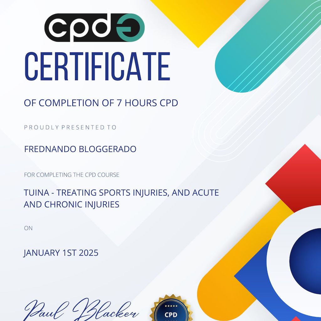Tuina for sports injuries CPD certificate